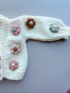 Daisy Cardigan - Cream Handmade Knit
